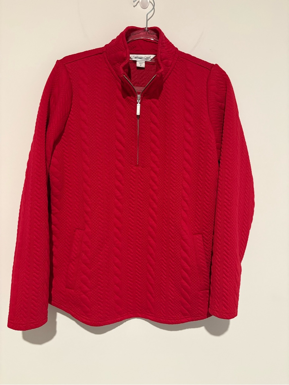 Coldwater creek Jacquard Quarter‎ Zip Sweatshirt Dover red size medium